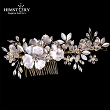 Himstory Handmade Floral Wedding Haircomb Bridal Crystal Vine Headpiece Hair Accessory 2024 - buy cheap