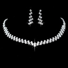 Luxury Wedding Bridal Jewelry Sets for Brides Crystal Rhinestone Women Necklace Earring Set Cuban Chain Silver Color  Jewelry 2024 - buy cheap