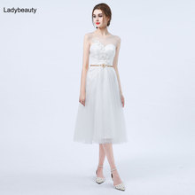 Ladybeauty 2018 Beach Wedding Dress Sweetheart White Appliques Lace Vestido De Novia Robe De Mariee Short Wedding Dresses 2024 - buy cheap