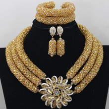 Chunky Gold Crystal Beads Women Necklace Bridal Fashion Jewelry  Wedding African Beads Jewelry Set 2017 Free Shipping ABF470 2024 - buy cheap