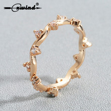 Cxwind 2018 Concise Crystal Wreath Ring Gold Color S Shape Rings for Women Top Quality Wedding Finger Toe Jewelry Wholesale 2024 - buy cheap