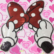 DIY patchwork fabric Sequins Bowknot Patches Cartoon Bow Hand Pattern embroidered patches for clothes wedding dress clothing 2024 - buy cheap
