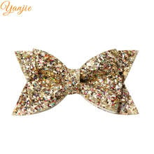 14pcs/lot 3.5" Chunky Sequins Leather Hair Bows Barrette Glitter Retro Hair Clips For Women DIY Girls Hair Accessories Mujer 2024 - buy cheap
