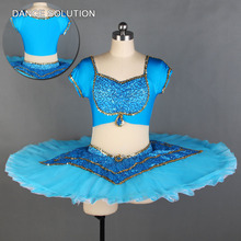 Traje de baile de Ballet azul claro con tutú de panqueque con 7 capas de tul plisado tutú de bailarina disfraces BLL118 2024 - compra barato