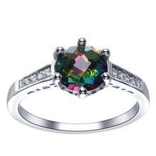 NEW Rainbow Women's Rings For Lady Fashion Jewelry White Gold Color Filled CZ zircon Jewelry Green blue multicolor Wedding Ring 2024 - buy cheap
