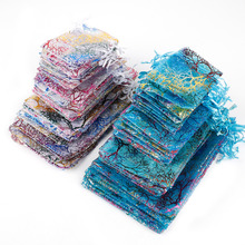 Sacolas de organza coloridas, sacolas para embalar jóias, 7x9cm 9x12cm, 10x15cm, sacolinhas de presente com cordão, 7x9cm, peças 2024 - compre barato
