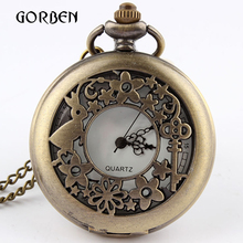 2017 Bronze Rabbit Hollow Quartz Pocket Watch Pendant Necklace Chain Vintage Pocket fob Watches relogio de bolso 2024 - buy cheap