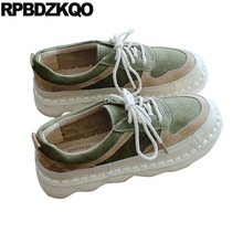 Moda verde designer sapatos china apartamentos mais recente andando camurça feminino casual rendas até doces rosa dedo do pé redondo confortável 2021 chinês 2024 - compre barato