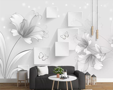 Beibehang Custom wallpaper simple transparent black and white flowers 3D TV background wall home decoration mural 3d wallpaper 2024 - buy cheap