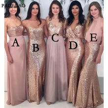 Simple Bridesmaid Dresses A Line Sleeveless Sequined Mismatched Long Wedding Party 2019 Bridesmaids Dresses Prom Custom Made 2024 - buy cheap