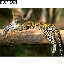 Homfun quadrado completo/broca redonda 5d diy pintura de diamante "animal leopardo (2)" bordado ponto cruz 5d presente de decoração de casa 2024 - compre barato