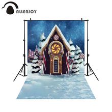 Allenjoy backgrounds for photography studio fairytale scene colorful gingerbread house lollipop backdrop Christmas photocall 2024 - buy cheap