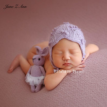 Jane Z Ann Handmade newborn estilo pintura a óleo qualidade artesanal chapéu feito malha com coelho ballet boneca adereços 2024 - compre barato