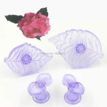 Bakeware 4PCS Plastic Gum Paste Hydrangea And Leaf Plunger Cutter Flower Cookie Cutter Fondant Cake Mold Baking Tools For Cakes 2024 - buy cheap