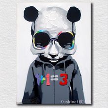 Nova pintura de panda pintada à mão em tela moderna arte de parede pintura abstrata de animais de panda decoração feita à mão pintura a óleo 2024 - compre barato