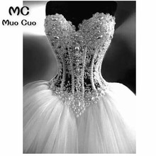 Vestidos de boda de lujo con perlas y cristales, vestidos de novia con cuentas, 2018 2024 - compra barato