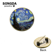 SONGDA-broches de gemas para pintura de noche estrellada, arte moderno, personaje renacentista, Van Gogh 2024 - compra barato