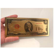 Notas de dinheiro em papel do mundo, 2 dólares, folha de ouro, conta de cédulas, design americano 2024 - compre barato