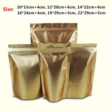 100pcs/lot- 6 sizes options 200mic Matt Gold Aluminum Foil Zip Lock Bag Stand Up Pouch Food Powder Tea Coffee Party Gift Bag 2024 - buy cheap