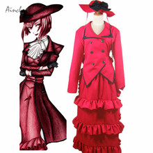 Ainclu Free Shipping Amorous Black Butler Madam Red Angelina Dalles Cosplay Costume Women's Dress Long Skirt For Halloween 2024 - buy cheap