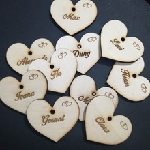 50pcs Personalized Wood Hanger Love Heart Wedding Centerpieces Table Decoration Favors Custom Candy Tags Name Date 2024 - buy cheap