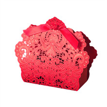 50pcs 2018 New red gold royal blue pink white bow wedding candy box favor box wedding supplies 2024 - buy cheap