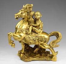 China Brass Copper Palace Fengshui Immediately Seal Hou Monkey Ride Horse Statue 2024 - buy cheap