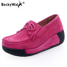 Кроссовки BeckyWalk женские на платформе, замшевые дышащие сникерсы, повседневная обувь с бахромой, WSH2885, осень 2021 2024 - купить недорого