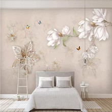 Papel tapiz 3d personalizado pintado a mano, pintura de decoración de pared de estilo europeo floral, material impermeable de alta calidad 2024 - compra barato