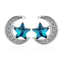 Simple pendiente de Plata de Ley 925 para mujer joyería de moda circonita Luna Azul Estrella pendiente niña San Valentín Accesorios 2024 - compra barato