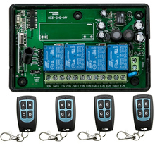 Controle remoto sem fio 2015 novo, ac 85v-250v, 4 canais, interruptor remoto, rádio, receptor de código de aprendizagem