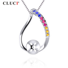 CLUCI 925 Sterling Silver Sweet three colors stone  Pearl Pendant Necklace For Women,SP302SB 2024 - buy cheap