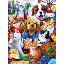 Pintura de diamantes redondos y cuadrados 5D, bordado 3D de gato y perro, punto de cruz, mosaico de diamantes de imitación, decoración del hogar, regalo 2024 - compra barato