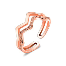Модное кольцо с двойными волнами розового и золотого цвета с микро цирконием, проложенным аниллосом, поворотные кольца для женщин, подарок 2024 - купить недорого