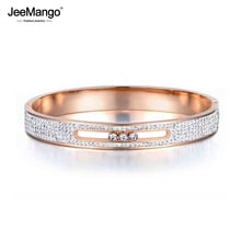 JeeMango Rhinestone Bangles Bracelets Jewelry For Women Classic Stainless Steel Cubic Zirconia Wedding Female Bangle JB17052 2024 - buy cheap