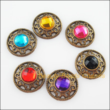 New 18 New Charms Round Connectors Acrylic Plastic Antiqued Bronze Retro 18mm 2024 - buy cheap