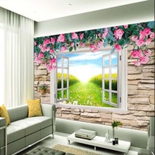 3D фото настенная бумага настенная Роза окно настенная бумага рулон для гостиной спальни домашний декор на заказ любой размер Цветы Фрески 2024 - купить недорого