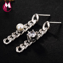 Mosaic Pearl Zircon Dangle women's earrings 100% 925 Sterling Silver Jewelry Drop Earring Jewelry pendientes mujer moda 2019 E12 2024 - buy cheap