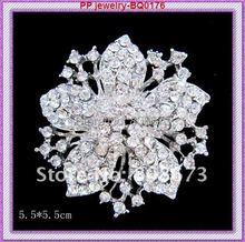 NO MINIMUM ORDER!!Retail Brooch Vintage Silver Plated Clear Diamante Crystal Flower Woman Brooch Pins Wedding Cake Pins 2024 - buy cheap