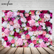 Sensfun rosa flores casamento parede pano de fundo para estúdio foto romântico casamento nupcial chuveiro fundos 20x10ft vinil 2024 - compre barato