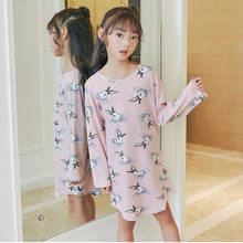 Красивая Детская ночная рубашка с героями мультфильмов, Хлопковая пижама с длинными рукавами для девочек, детская ночная рубашка, платье для дома, ночная рубашка, HX1193 2024 - купить недорого