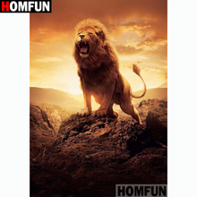 HOMFUN Full Square/Round Drill 5D DIY Diamond Painting "Animal lion" Embroidery Cross Stitch 3D Home Decor Gift A11292 2024 - buy cheap