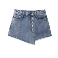 Free Shipping 2019 Women's Summer new denim skirt Shorts female fake two jeans skirt Shorts Girls Fashion Button Plus Size 26-40 2024 - buy cheap