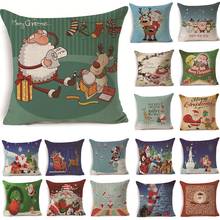 1Pcs 43*43cm Christmas Santa Claus Pattern Cotton Linen Throw Pillow Cushion Cover Car Home Sofa Decorative Pillowcase 40473 2024 - buy cheap