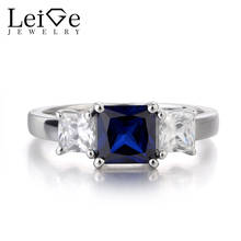Leige Jewelry Sapphire Ring Anniversary Ring September Birthstone Romantic Princess Cut Blue Gemstone Solid 925 Sterling Silver 2024 - buy cheap