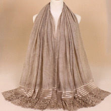 Cachecol rendado de flor feminino, cachecol de algodão pacote grande pashmina floral hijab xales cachecóis/chales 180*85cm 2024 - compre barato