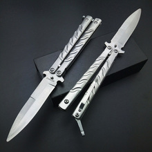 Tactical Practice BUTTERFLY in knives no Sharp Tools unsharp Knife Silver Titanium Stainless Steel Metal Bali song Gift Toys 2024 - buy cheap