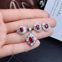 Natural ruby set, simple and practical, ring necklace, women's party wear must-have jewelry, 925 sterling silver 2024 - buy cheap