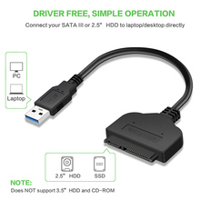 Cable de conversión USB 3,0 a Sata 7 + de 15 Pines, adaptador Sata a USB de hasta 6 Gbps, compatible con disco duro externo SSD de 2,5 pulgadas, 22 pines 2024 - compra barato