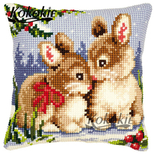 handicraft embroidery yarn needlework kits craft kits for adults decorative pillowcase rabbits embriodered mats cross stitch kit 2024 - buy cheap